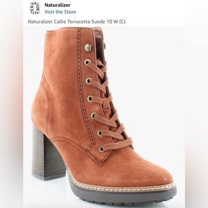 Naturalizer Callie Terracotta Suede Boots Women’s Size 10W